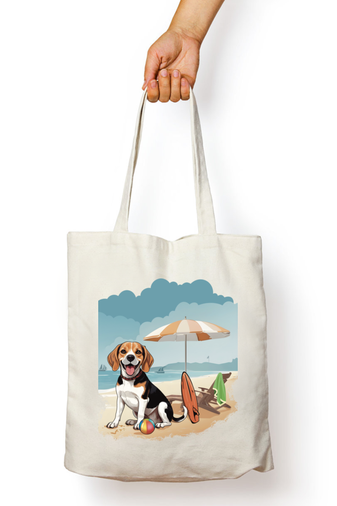 Beachside Buddy Beagle Tote Bag