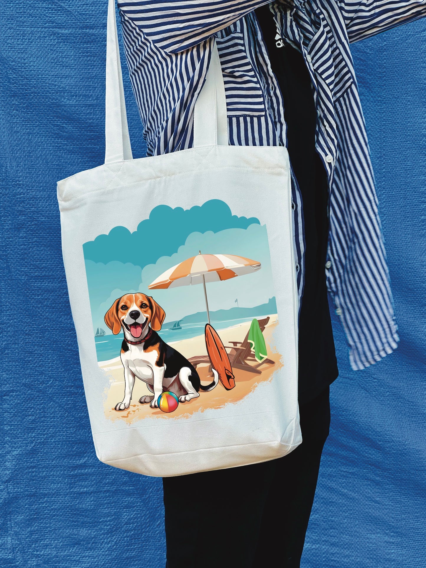 Beachside Buddy Beagle Tote Bag