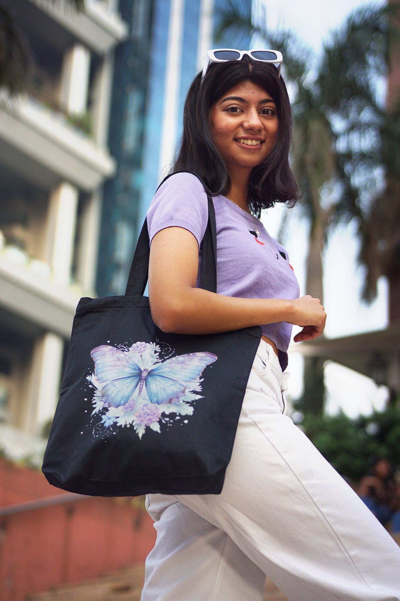 Shop Colourful butterfly totebag