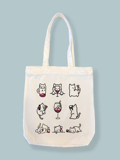 Cat and wine Deisgn Tot bag