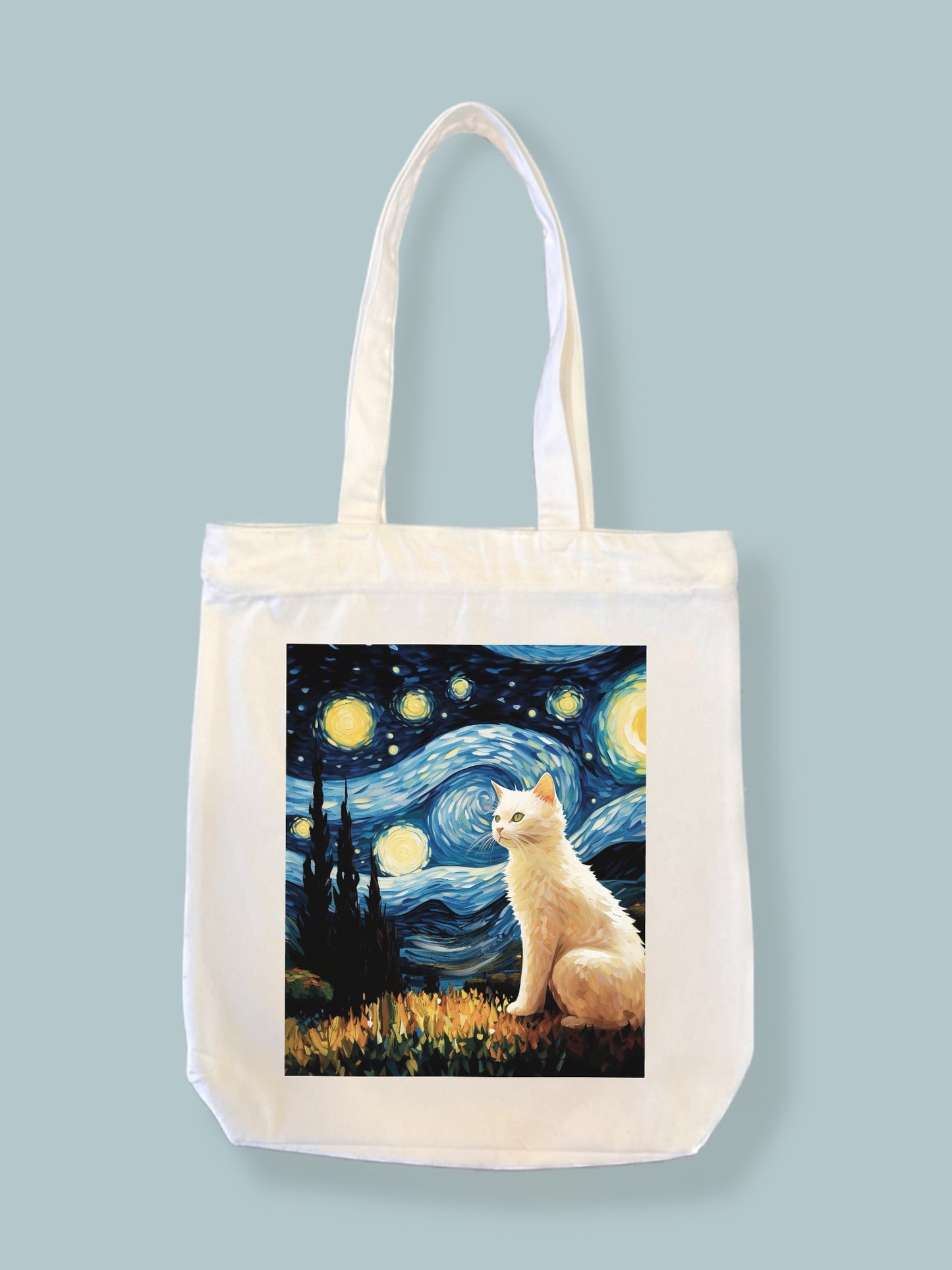 Starry Night Feline Tote Bag