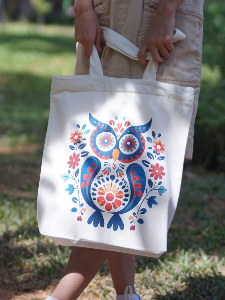 Owl Folk Art Tote Bag