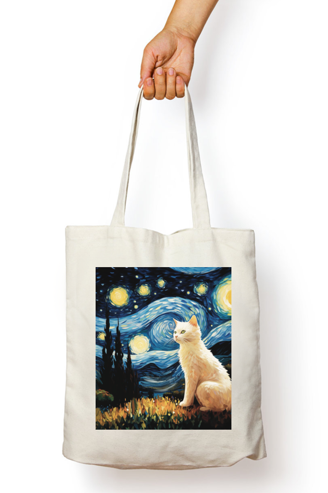 Starry Night Feline Tote Bag