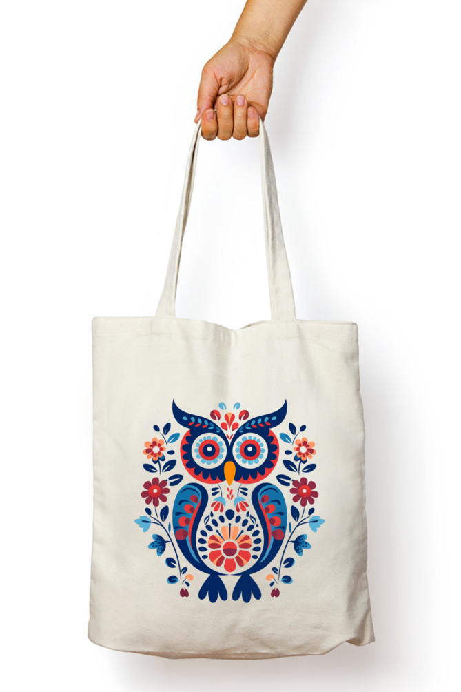 Owl Folk Art Tote Bag